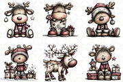 Quirky Christmas Reindeer Clipart, an Illustration by Black Bird Studio (Thumbnail 4 of 6)