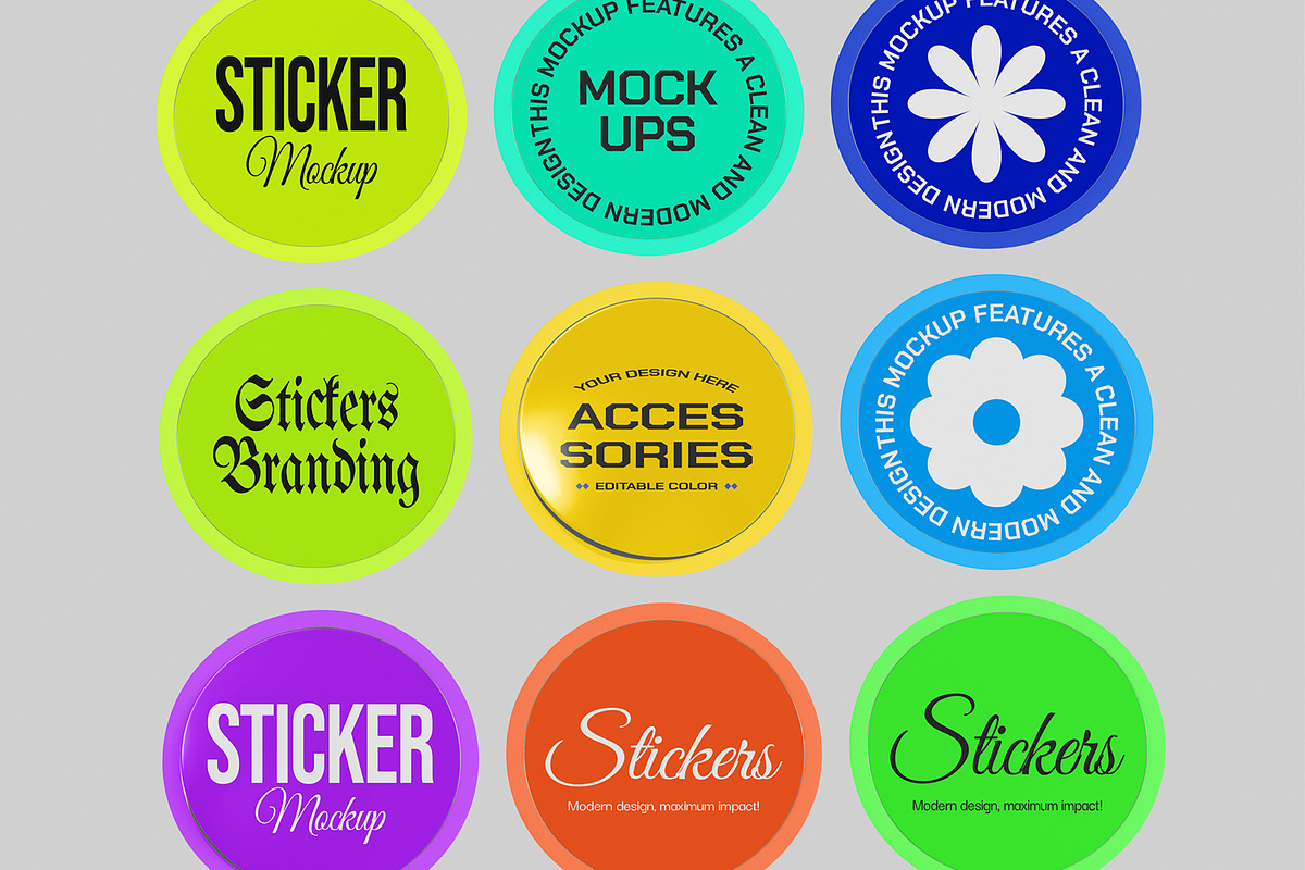 Stickers Mockup, a Merchandise Mockup by Unerispace (Photo 4 of 4)