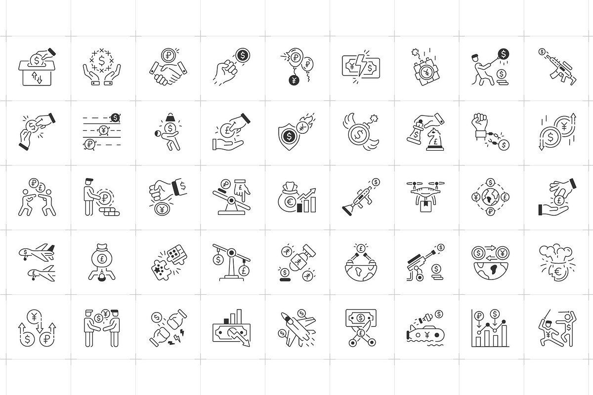 Linear Trade War Icon Set, an Outline Icon by Prosymbols (Photo 4 of 5)