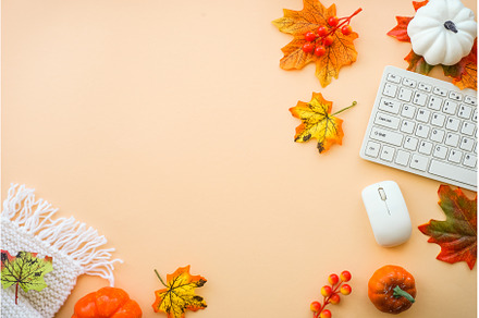 Autumn office workspace. Autumn flat, an Arts & Entertainment Photo by Nadia-nb