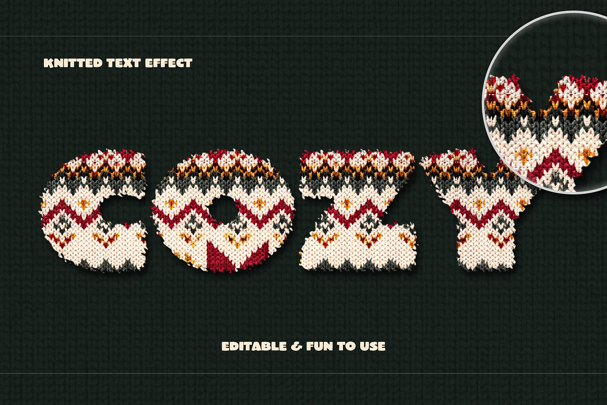 Sweater Knitted Text Effect, a Layer Style Add-On by studiogstock (Photo 1 of 2)
