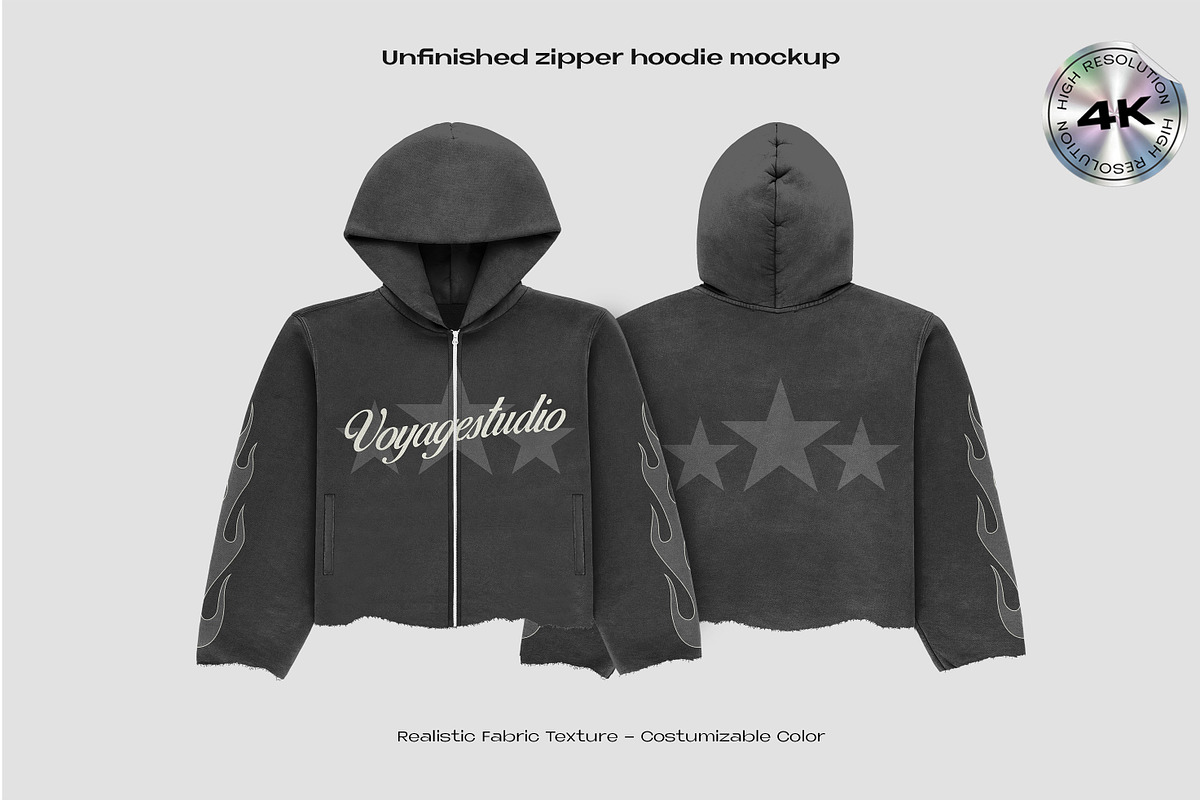Unfinished zipper hoodie mockup, a Hoody Mockup by Voyage Studio (Photo 1 of 3)