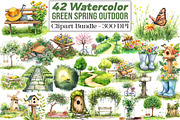 Green Spring Outdoor Clipart, an Illustration by DreamCafeArt (Thumbnail 1 of 5)