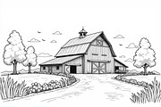 Vintage Farmhouse Sketch Bundle, an Illustration by hafijul (Thumbnail 4 of 7)