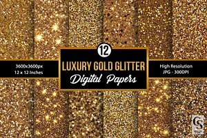 Sparkling Gold Glitter Digital Paper