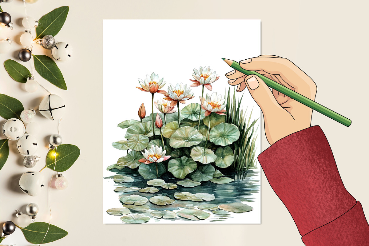 Lily Flower Watercolor Cliparts, an Illustration by RobertsArt (Photo 4 of 7)