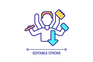 Multitasking skills of employee, an Outline Icon by IMG Visuals