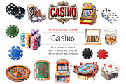 Watercolor Casino Clipart, a Decorative Illustration by stickermadness (Thumbnail 1 of 4)
