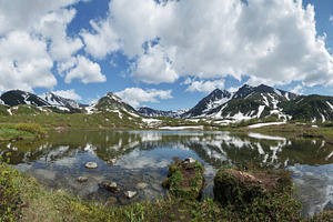 Summer panorama: mountains and lake, a Nature Photo by Alexander-Piragis