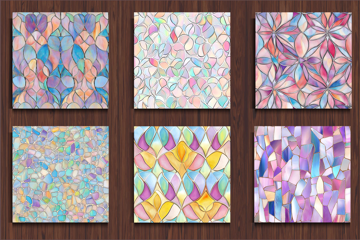 Pastel Stained Glass Patterns, a Pattern Graphic by protabsorkar11