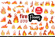Colorful Fire Flames Bonfire Clipart, a Decorative Illustration by FancyDesignStudio (Thumbnail 1 of 2)