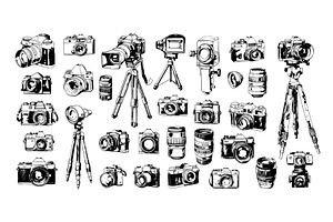 Photo camera pencil sketch vector, an Object Illustration by Onyx