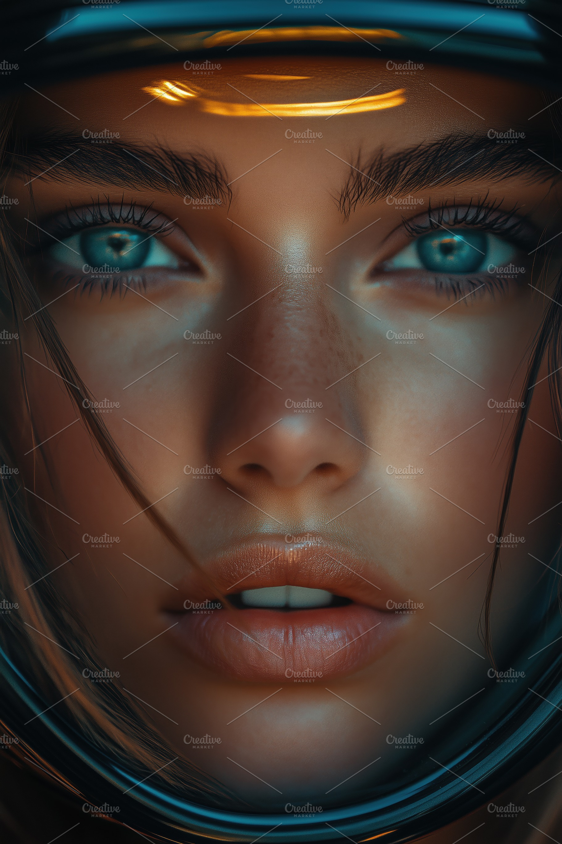 A close-up portrait of a young esthetic technologist woman wearing a futuristic, a Person Photo by Textures & Backgrounds