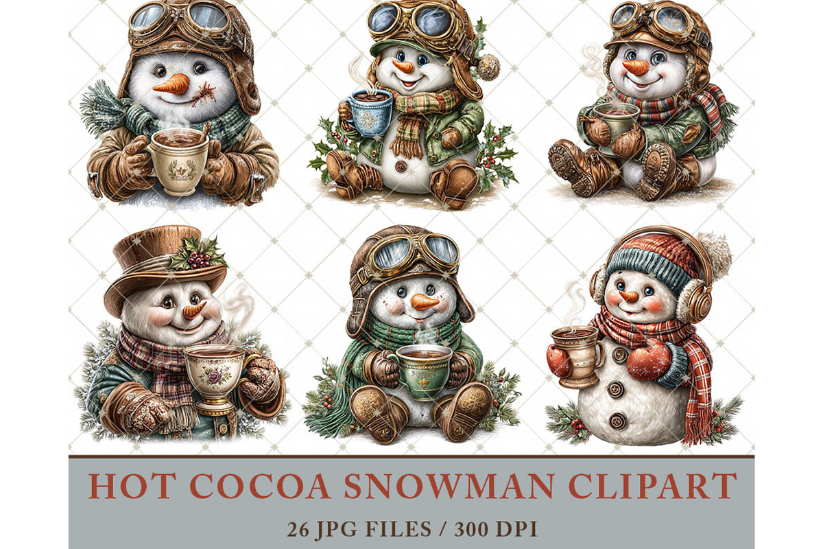 Hot Cocoa Snowman Clipart JPG, an Illustration by Memories By Lea (Photo 6 of 10)