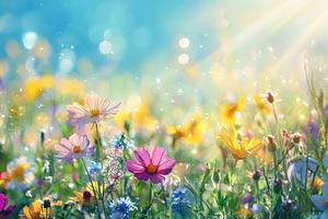 Summer greeting card with a colorful, a Photo by Pavel_design