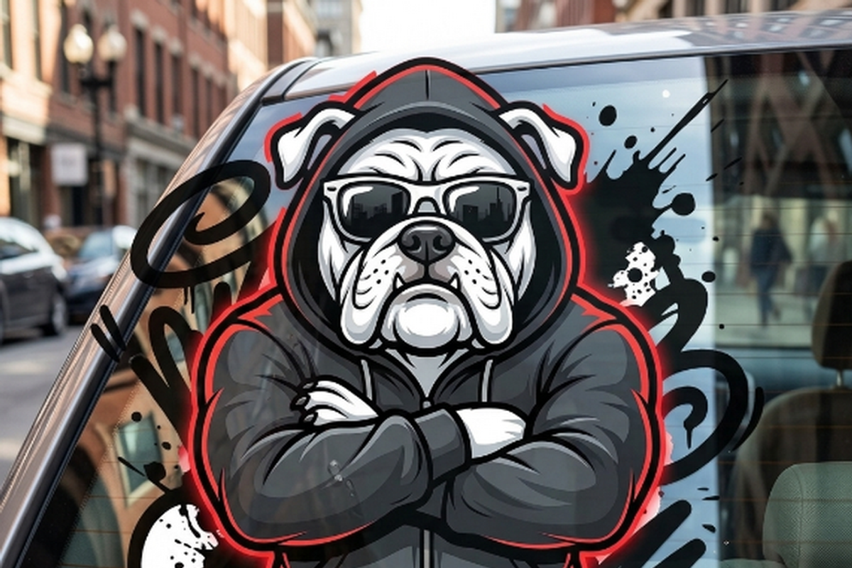 Gangster Bulldog Hoodie Art, a Shirt Mockup by Vector Stall (Photo 13 of 13)