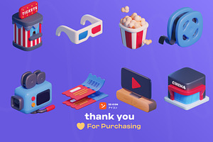 Movie & Cinema 3D Icon Pack