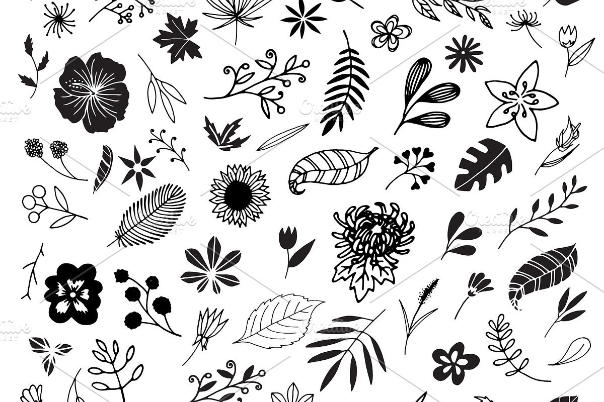 300 Hand Drawn Florals, an Illustration by Designdell (Photo 2 of 7)