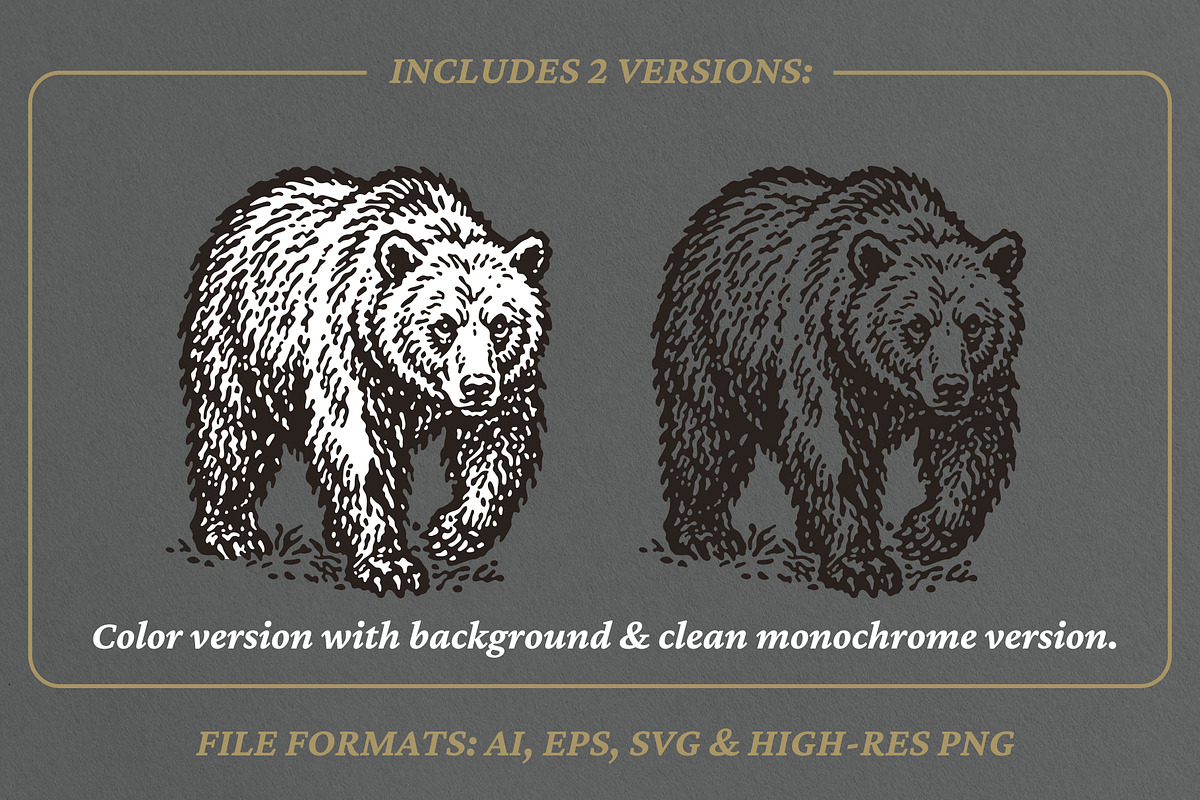 Vintage Grizzly Bear Graphic, an Animal Illustration by lettett (Photo 2 of 3)