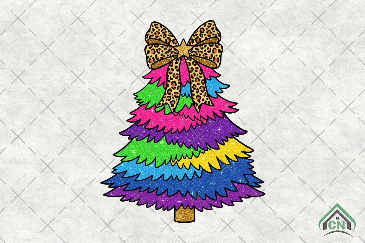 Rainbow Glitter Christmas Tree PNG, an Illustration by Craft Nest (Photo 1 of 6)