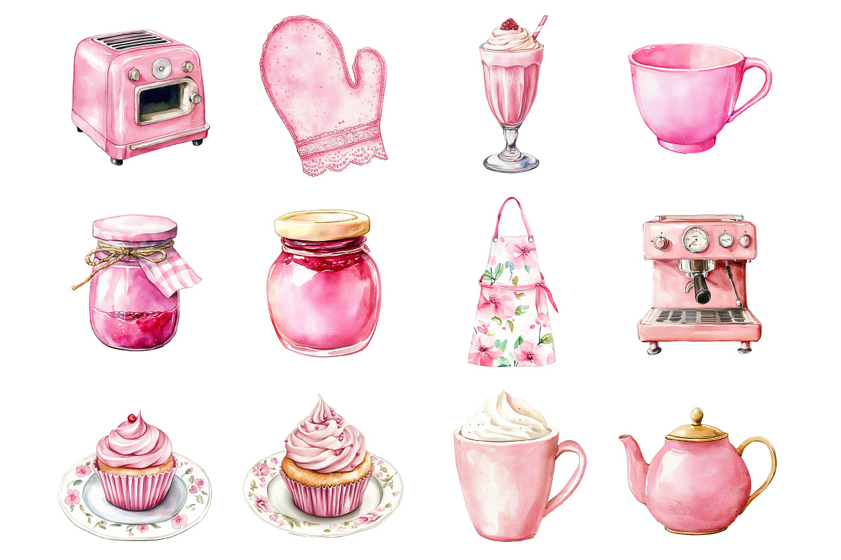 Pink Kitchen Clipart, an Illustration by Design Market (Photo 3 of 3)