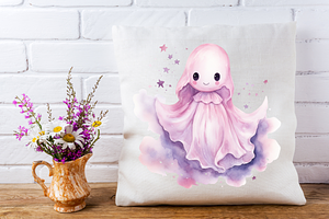 Pink Halloween Ghost Clipart