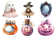 Watercolor Girly Halloween Clipart, an Illustration by Daily.Designs (Thumbnail 4 of 5)