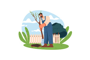Vector image of gardener plating, an Illustration by Elegant Solution