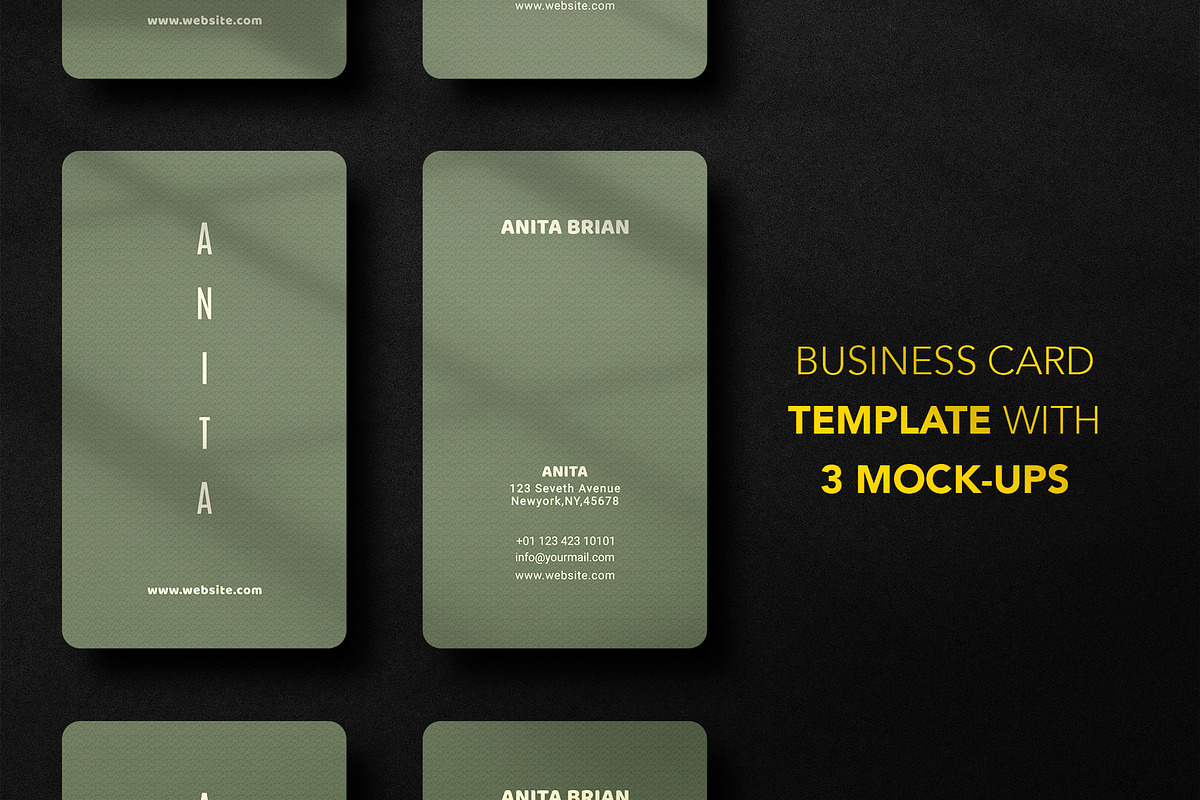 Business card Template & 3 Mock-up, a Business Card Template by Smashing_Studio (Photo 1 of 7)