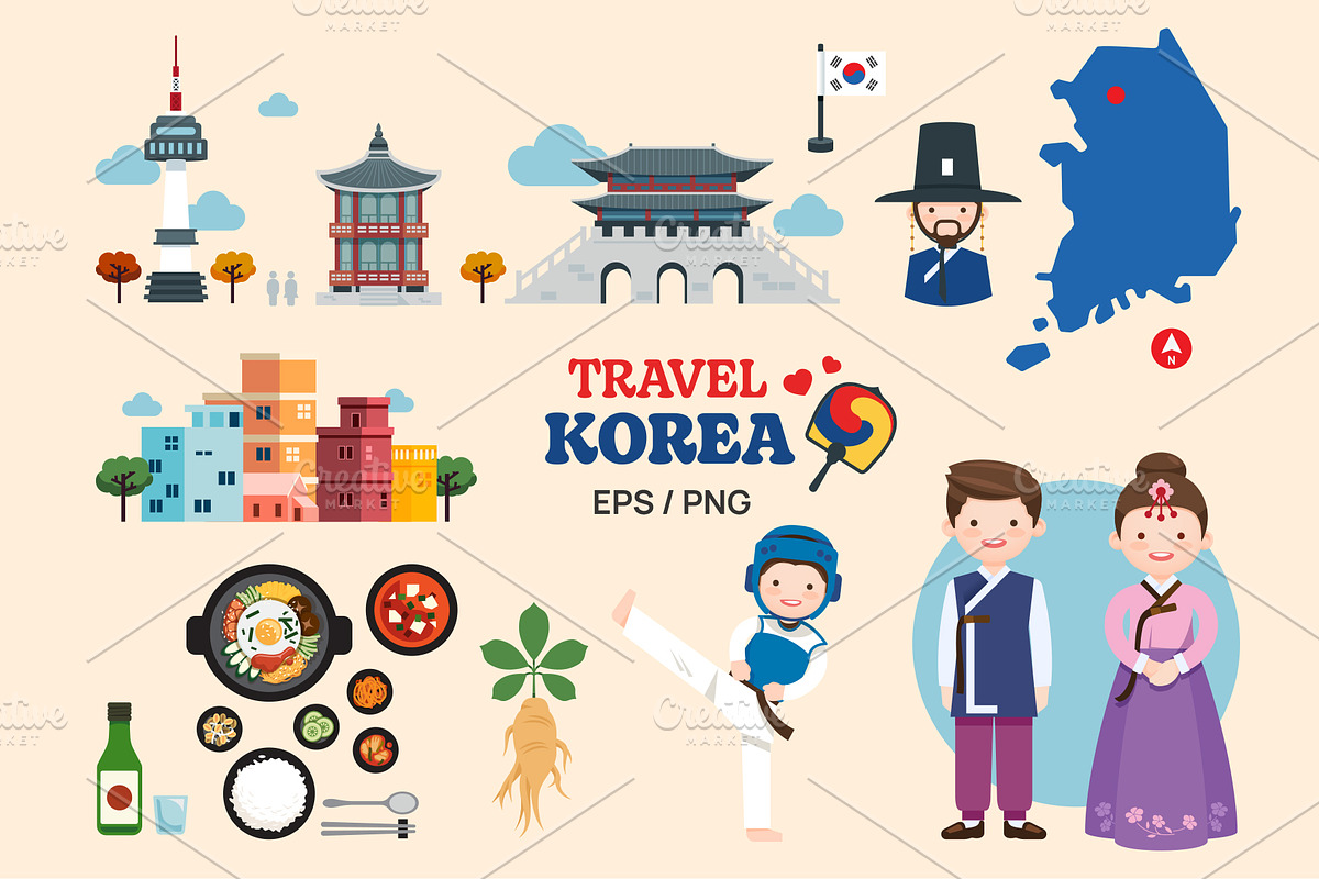 Korea Travel Elements Set, an Object Illustration by Feelplus Creator (Photo 1 of 2)