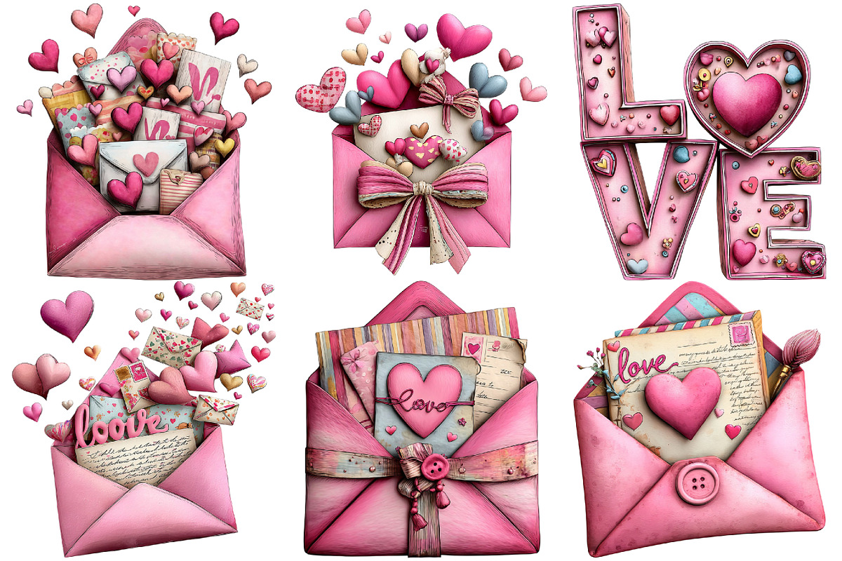 Valentine Love Letter Clipart, an Illustration by Pixels.Craft (Photo 3 of 5)