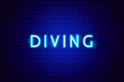 Scuba Diving Neon Vector Icons, an Outline Icon by Anna_leni (Thumbnail 9 of 9)