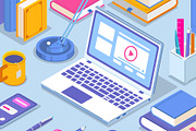 Online learning workspace, an Education Illustration by Yayasya (Thumbnail 2 of 3)
