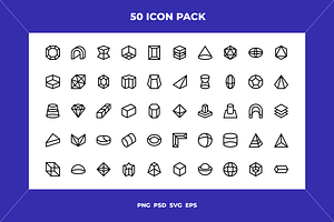 D shapes icons, an Outline Icon by Wencory