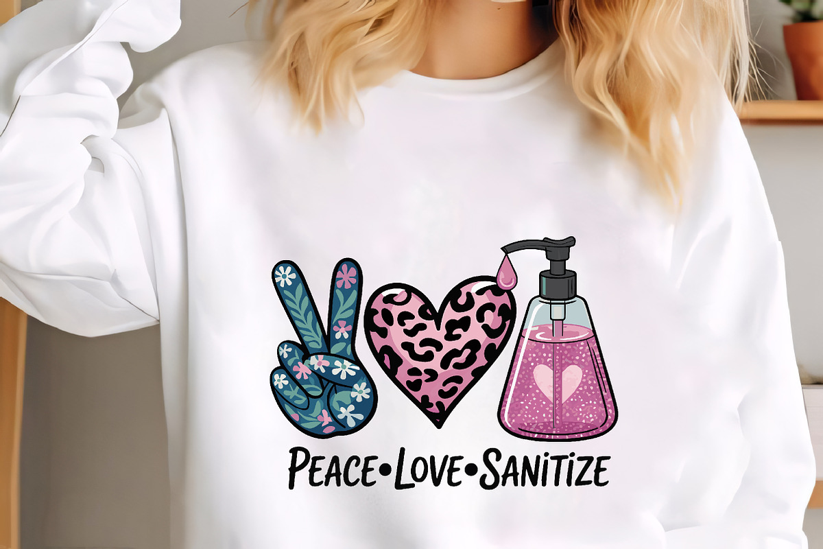 Peace love sanitize leopard heart pe, an Illustration by CrexoraLab (Photo 2 of 4)