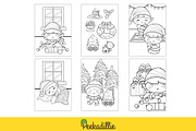 Cute Christmas Elf Coloring Set, a Decorative Illustration by Peekadillie Art (Thumbnail 3 of 3)