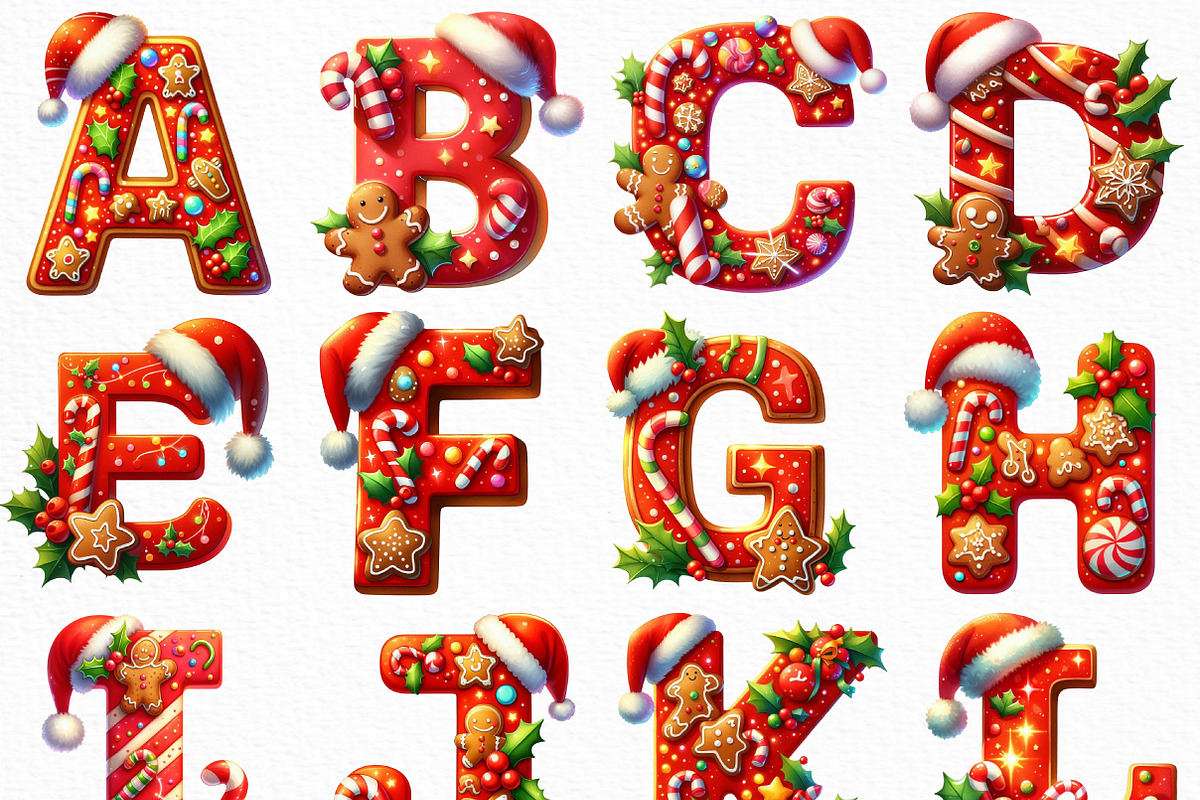 Christmas Alphabet Clipart, an Illustration by Craft Nest (Photo 2 of 6)