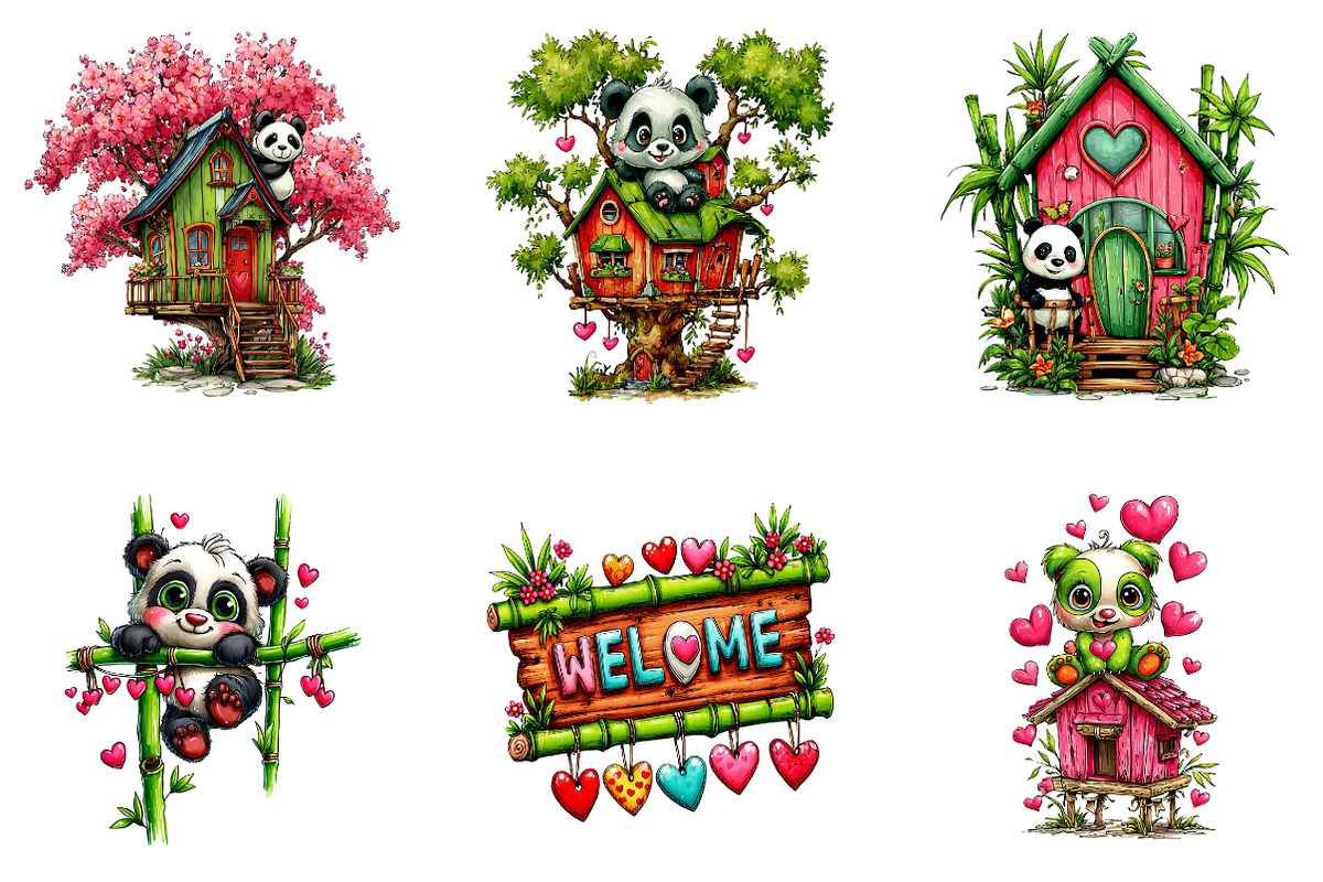 Valentine Panda Clipart, an Illustration by CreationArt (Photo 6 of 7)