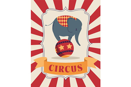 circus elephant poster, an Object Illustration by studiogstock