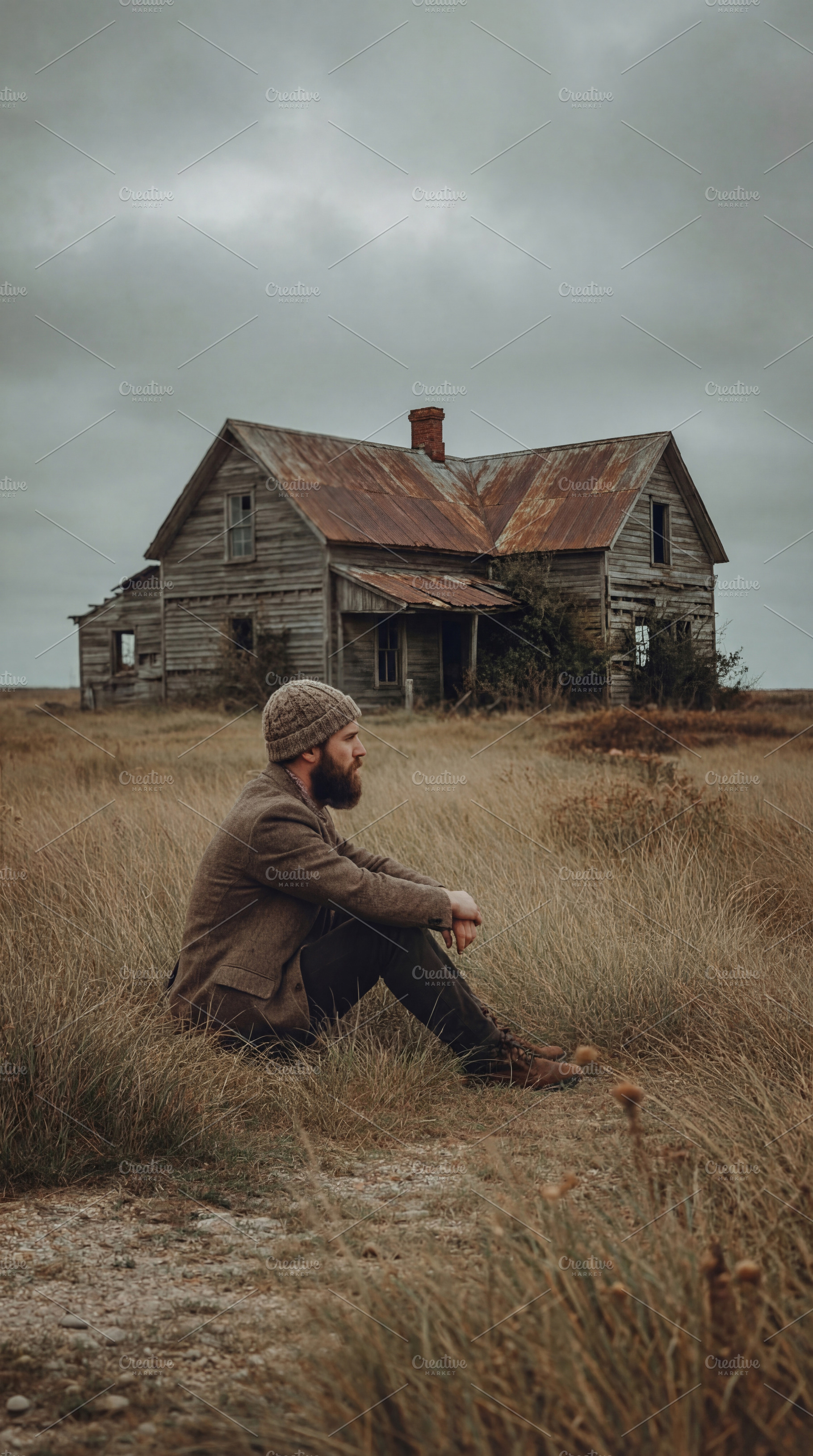 Bearded Man Contemplating, a Person Photo by Virgo Studio