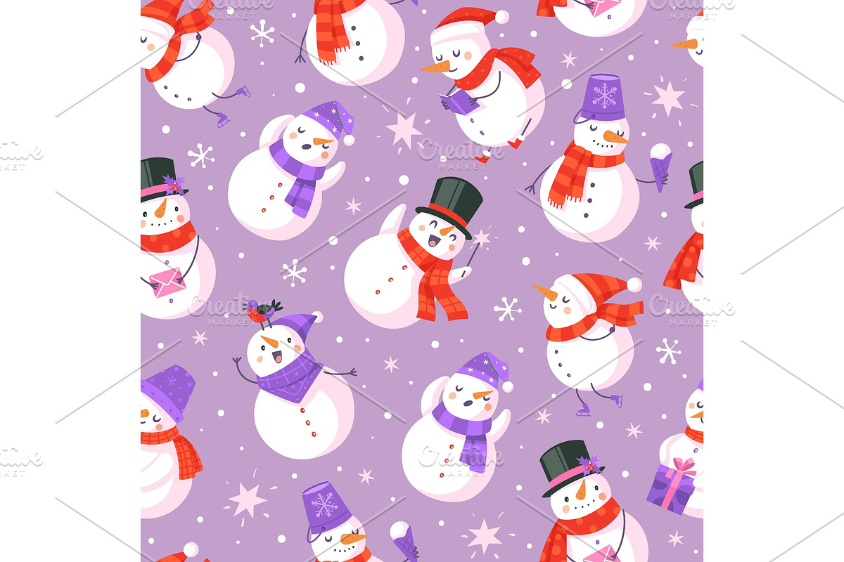 Snowman seamless pattern. New year, an Object Graphic by YummyBuum
