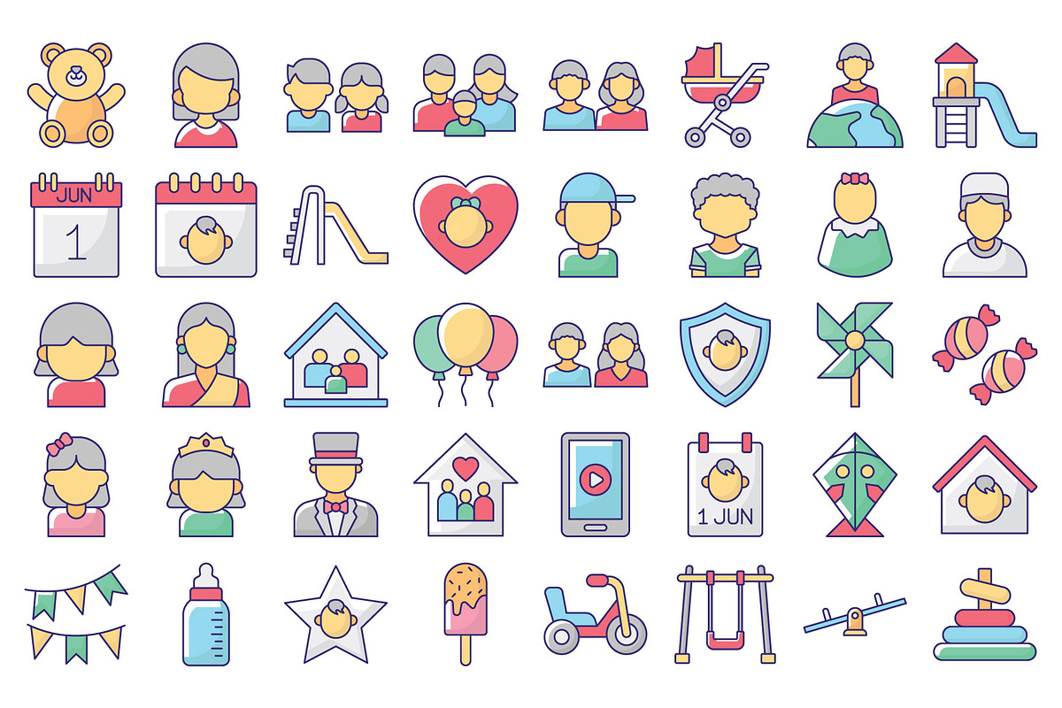 International Children Day Icons, an Outline Icon by Vector Portal (Photo 2 of 5)