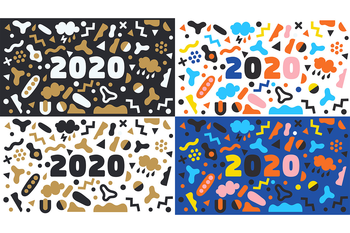 2020 New Year vector background set, a Decorative Illustration by OLLYSWEATSHIRT DSGN INC. (Photo 1 of 5)