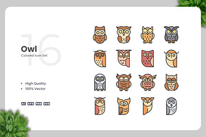 Owl Colored Icons, an Icon by Upnowgraphic