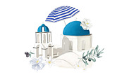 Santorini Greece Summer Clipart, an Illustration by Papaya Craft (Thumbnail 6 of 6)