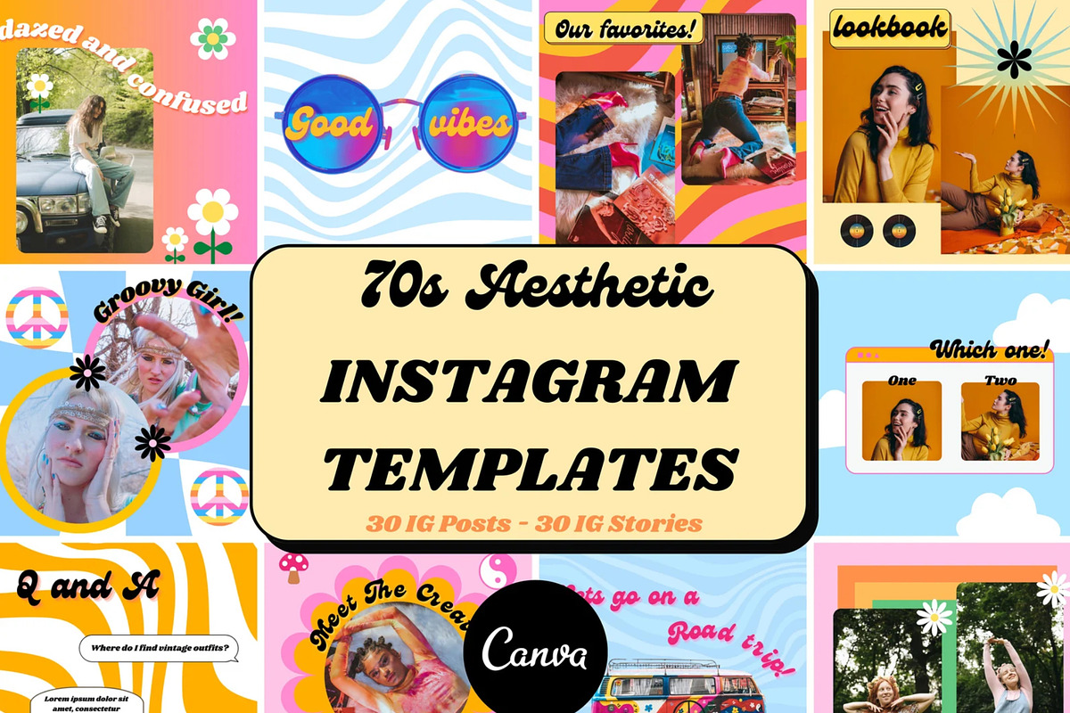 70s Aesthetic Instagram Templates, a Social Media Template by PLANETSEL (Photo 5 of 5)