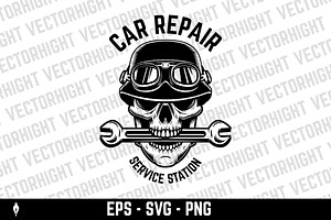 Illustration of skull in racer helm, a Person Illustration by Vectorhight