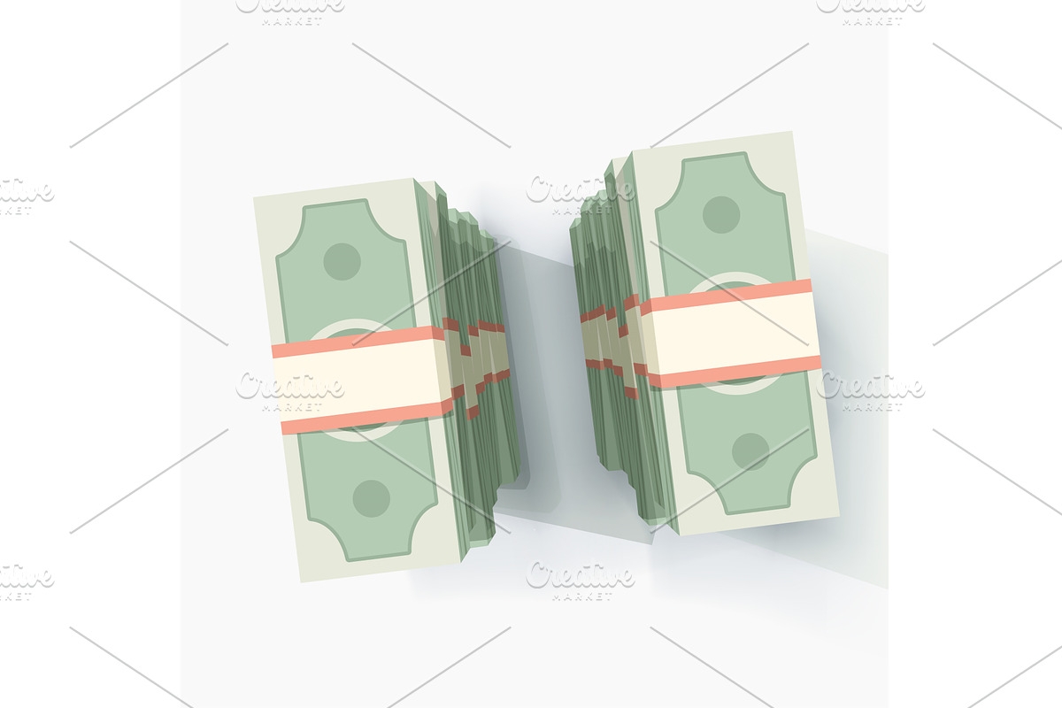 money stacks in cute design top view, a Finance Illustration by IfH