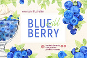 Wild Blueberries. Watercolor Clipart, a Food Illustration by Tata Pilip (Thumbnail 1 of 8)