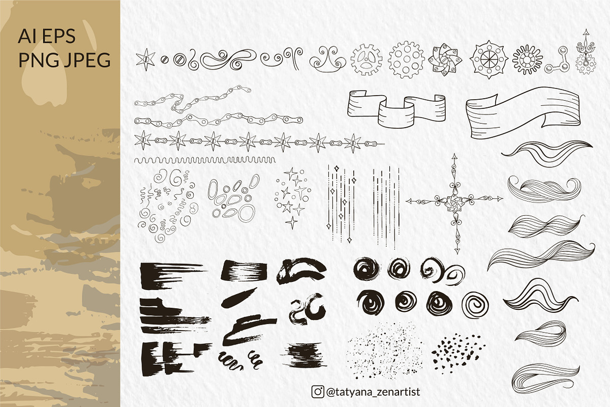 Linear Mystical Steampunk Clipart, an Object Graphic by Tatyana_Zenartist (Photo 3 of 12)
